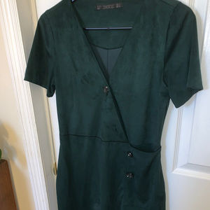 Zara Green Suede Holiday Dress